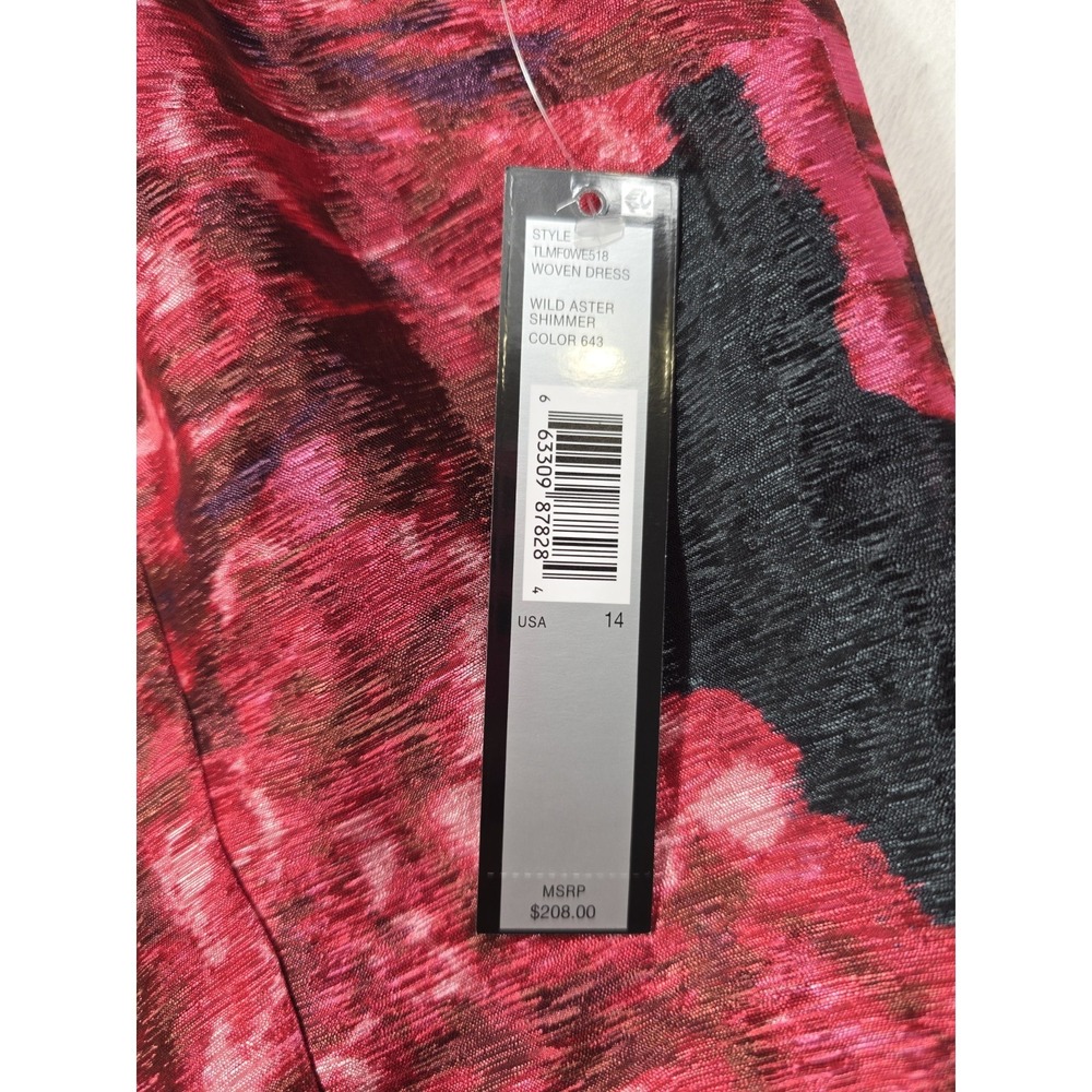 Tahari Floral Maxi Dress Size 14 NWT Pink Shimmer Belted MSRP $208 - Picture 7 of 10